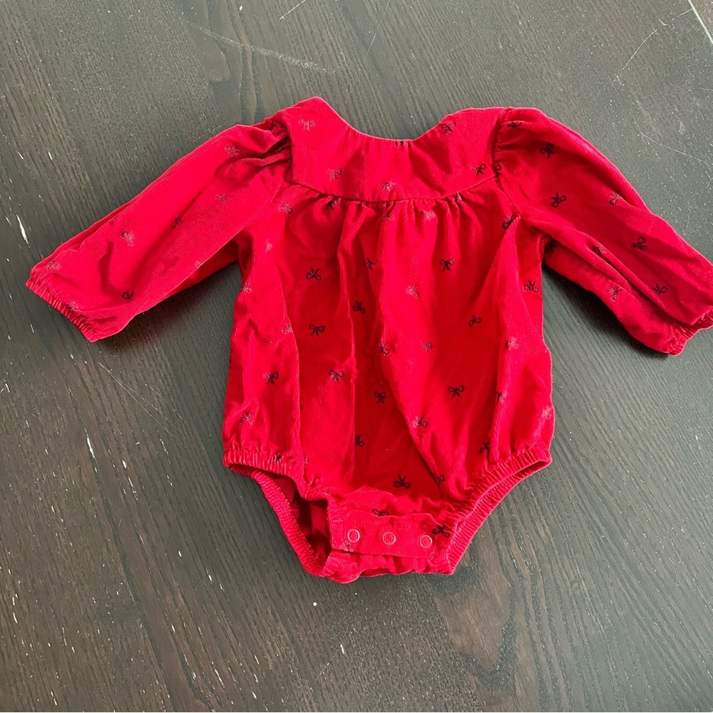 Carters Red Ribbon Patterned Bubble Romper 6m